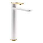 Abode Levarto Tall Basin Mixer - Matt White & Brass