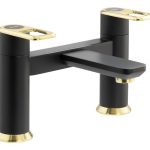 Abode Levarto Deck Mounted Bath Filler - Matt Black & Brass