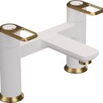 Abode Levarto Deck Mounted Bath Filler - Matt White & Brass