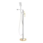 Abode Levarto Floor Standing Bath Shower Mixer - Matt White & Brass