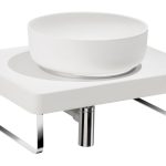 Abode Tableau/Cava Shelf & Round Basin Set - Chalk White w/Chrome Finishes