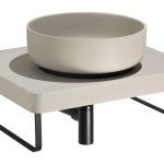 Abode Tableau/Cava Shelf & Round Basin Set - Pebble Grey w/Matt Black Finishes