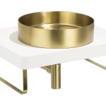 Abode Tableau/Iox Shelf & Round Basin Set - Chalk White w/Brushed Brass Finishes