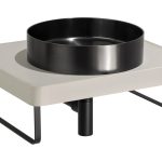 Abode Tableau/Iox Shelf & Round Basin Set - Pebble Grey w/Matt Black Finishes