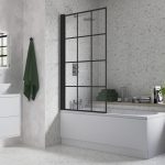 800x1500mm Single Straight Bath Screen (6mm) - Black Framed