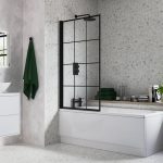 800x1400mm Square Grid Bath Screen (6mm) - Black