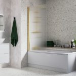 Fluted 800x1500mm Single Straight Bath Screen (5mm) - Brushed Brass