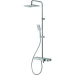 Vema Thermostatic Shower Column w/Fixed Head  Riser  Shelf & Foot Wash - White/Chrome