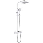 Flow Cool-Touch Thermostatic Mixer Shower w/Riser & Overhead Kit - Chrome