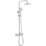 Rain Cool-Touch Thermostatic Mixer Shower w/Riser & Overhead Kit - Chrome