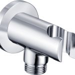 Mist Round Handset Wall Bracket with Wall Outlet - Chrome