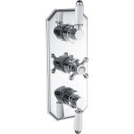 Drop Traditional Lever Thermostatic Two Outlet Shower Valve - Chrome
