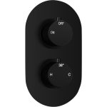 Mist Thermostatic Single Outlet Twin Shower Valve - Matt Black