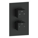 Spay Thermostatic Two Outlet Twin Shower Valve - Matt Black