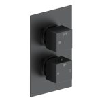 Spay Thermostatic Single Outlet Twin Shower Valve - Matt Black