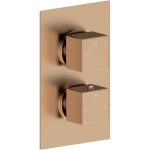 Spay Thermostatic Single Outlet Twin Shower Valve - Brushed Bronze