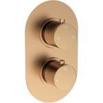 Mist Thermostatic Two Outlet Twin Shower Valve - Brushed Bronze