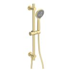Mist Round Riser Rail Kit w/Elbow & 3 Mode Handset - Brushed Brass