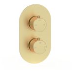 Mist Thermostatic Two Outlet Twin Shower Valve - Brushed Brass