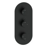 Mist Thermostatic Two Outlet Triple Shower Valve - Matt Black