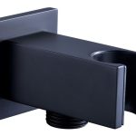 Spay Square Handset Wall Bracket with Wall Outlet - Matt Black