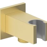 Spay Square Handset Wall Bracket with Wall Outlet - Brushed Brass
