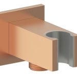 Spay Square Handset Wall Bracket with Wall Outlet - Brushed Bronze