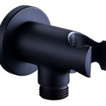 Mist Round Handset Wall Bracket with Wall Outlet - Matt Black