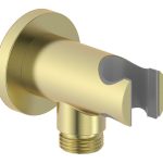 Mist Round Handset Wall Bracket with Wall Outlet - Brushed Brass