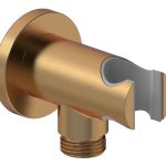 Mist Round Handset Wall Bracket with Wall Outlet - Brushed Bronze