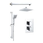Square Concealed Valve Head & Arm Shower Pack - Chrome