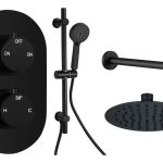 Mist Round Shower Valve & Kit Pack 3 - Matt Black