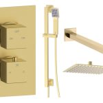Spay Square Shower Valve & Kit Pack 3 - Brushed Brass