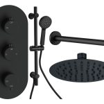 Mist Round Shower Valve & Kit Pack 3 - Matt Black