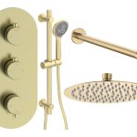 Mist Round Shower Valve & Kit Pack 3 - Brushed Brass
