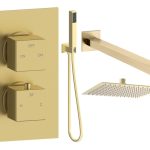Spay Square Shower Valve & Kit Pack 4 - Brushed Brass