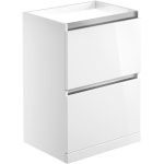 Regal 600mm 2 Drawer Floor Standing Basin Unit (No Top) - White Gloss
