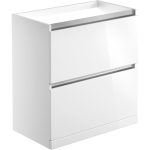 Regal 800mm 2 Drawer Floor Standing Basin Unit (No Top) - White Gloss