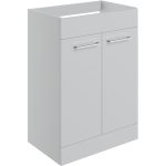 Unify 590mm Floor Standing 2 Door Basin Unit (No Top) - Grey Gloss