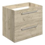 Unify 590mm Wall Hung 2 Drawer Basin Unit (No Top) - Oak