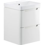 Pearl 500mm 2 Drawer Wall Hung Cloakroom Basin Unit - White Gloss