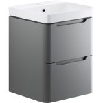 Pearl 500mm 2 Drawer Wall Hung Cloakroom Basin Unit - Matt Grey