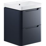 Pearl 500mm 2 Drawer Wall Hung Cloakroom Basin Unit - Matt Indigo