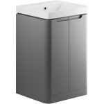 Pearl 500mm 2 Door Floor Standing Cloakroom Basin Unit - Matt Grey