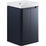 Pearl 500mm 2 Door Floor Standing Cloakroom Basin Unit - Matt Indigo