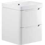 Pearl 605mm 2 Drawer Wall Hung Basin Unit - White Gloss