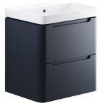 Pearl 605mm 2 Drawer Wall Hung Basin Unit - Matt Indigo