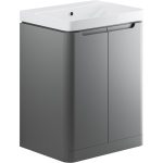 Pearl 605mm 2 Door Floor Standing Basin Unit - Matt Grey