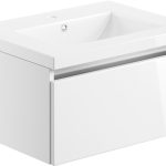 Regal 615mm 1 Drawer Wall Hung Basin Unit Inc. Basin - White Gloss