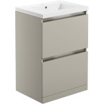 Regal 615mm 2 Drawer Floor Standing Basin Unit Inc. Basin - Matt Latte